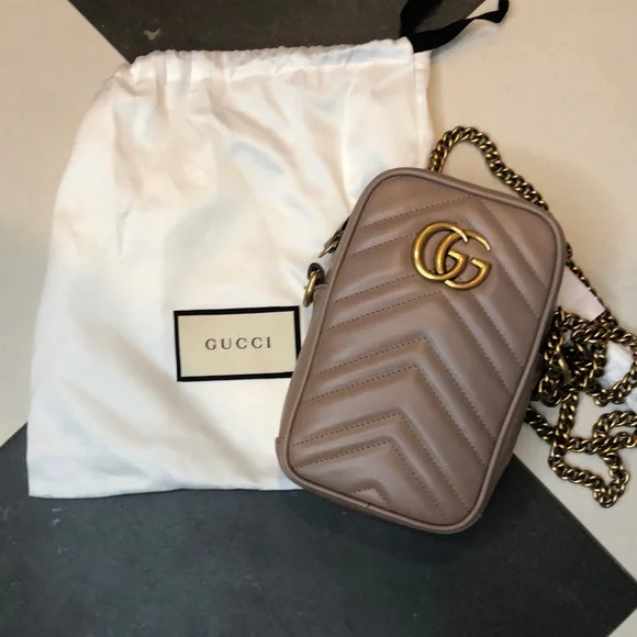 Gucci Mini GG Marmont Crossbody Bag in Nude Rose NEW - Picture 3 of 10